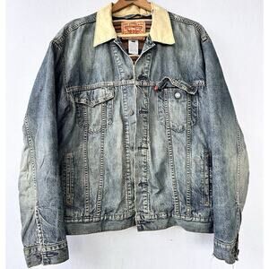 VTG Levi's Denim Trucker Jacket Jean Blanket Lined Work Men’s size L 70518